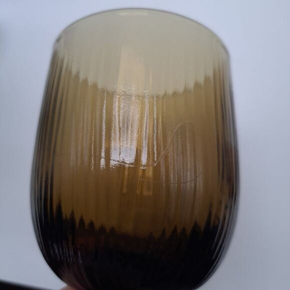 Pfaltzgraff Gourmet Heavy Brown Glass Stemmed Goblet 6.25" tall - Picture 7 of 13